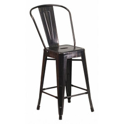 Flash Furniture Antiq Metal Outdoor Stool,24" CH-31320-24GB-BQ-GG