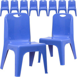Flash Furniture Blue Plastic Stack Chair,PK10 10-YU-YCX-011-BLUE-GG