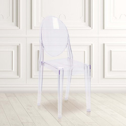 Flash Furniture Ghost Side Chair in Transparent Cry,PK4 4-FH-111-APC-CLR-GG