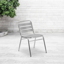 Flash Furniture Aluminum Slat Back Chair,PK4 4-TLH-015-GG