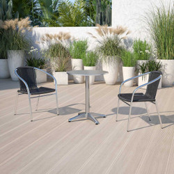 Flash Furniture Black Rattan Aluminum Chair,PK4 4-TLH-020-BK-GG