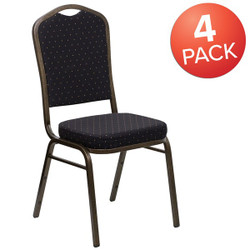 Flash Furniture Black Fabric Banquet Chair,PK4 4-FD-C01-GOLDVEIN-S0806-GG