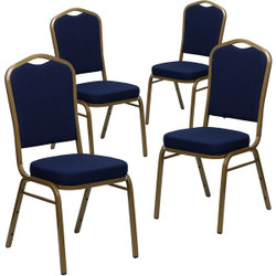 Flash Furniture Navy Blue Fabric Banquet Chair,PK4 4-FD-C01-ALLGOLD-2056-GG