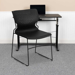 Flash Furniture Black Plastic Stack Chair,PK5 5-RUT-438-BK-GG