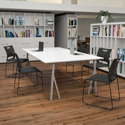 Flash Furniture Black Plastic Stack Chair,PK5 5-RUT-2-BK-GG