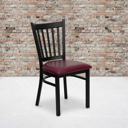 Flash Furniture Black Vert Chair-Burg Seat,PK2 2-XU-DG-6Q2B-VRT-BURV-GG