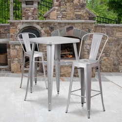 Flash Furniture Silver Metal Indoor-Outdoor Barstoo,PK4 4-CH-31320-30GB-SIL-GG