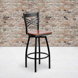 Flash Furniture Black X Swivel Stool-Chy Seat,PK2 2-XU-6F8B-XSWVL-CHYW-GG