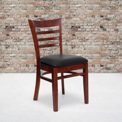 Flash Furniture Mahogany Wood Chair-Blk Vinyl,PK2 2-XU-DGW0005LAD-MAH-BLKV-GG