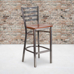 Clear Ladder Stool-Cherry Seat,PK2