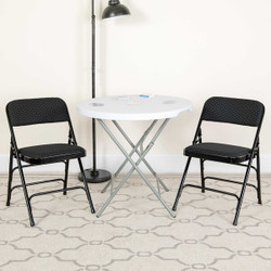 Flash Furniture Black Fabric Metal Chair,PK4 4-AW-MC309AF-BLK-GG