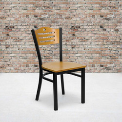 Flash Furniture Bk/Nat Slat Chair-Wood Seat,PK2 2-XU-DG-6G7B-SLAT-NATW-GG