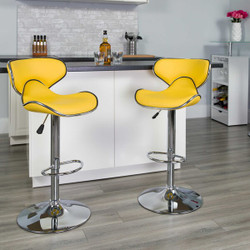 Flash Furniture Yellow Vinyl Barstool,PK2 2-DS-815-YEL-GG