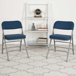 Flash Furniture Navy Fabric Folding Chair,PK2 2-AW-MC320AF-NVY-GG