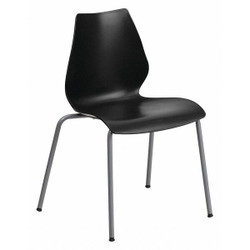 Flash Furniture Stack Chair,Plastic,Black,17.25" H RUT-288-BK-GG
