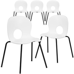 Flash Furniture White Plastic Stack Chair,PK5 5-RUT-NC258-WHITE-GG