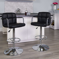 Flash Furniture Black Quilted Vinyl Barstool,PK2 2-CH-102029-BK-GG