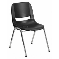 Flash Furniture Stack Chair,Plastic,Black,18" H RUT-18-BK-CHR-GG