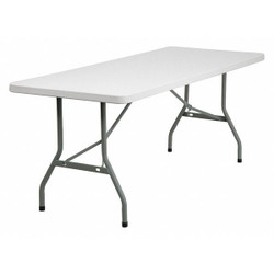 Flash Furniture Fold Table,Plastic,Adj. Hght,Wht,30"x72" RB-3072-GG