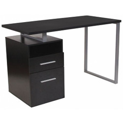 Flash Furniture Desk,2 Drawers,Silver Metl Frame,Drk Ash NAN-JN-2634-G-GG