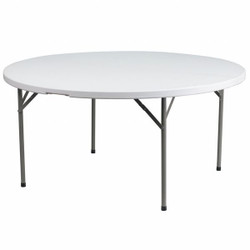 Flash Furniture Wh 60Rnd Plastic Fold Table DAD-YCZ-1-GW-GG