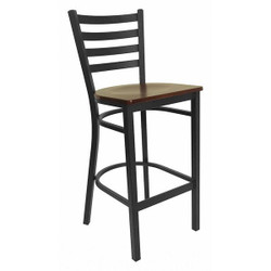Flash Furniture Restaurant Stool,Ladder Back,Mah Seat XU-DG697BLAD-BAR-MAHW-GG
