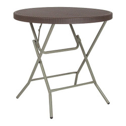Flash Furniture Rattan Folding Table,Round,Brown,31.5" DAD-FT-80R-GG