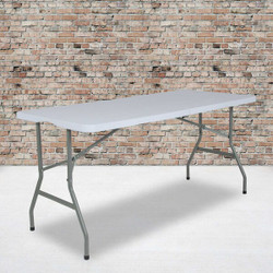 Flash Furniture Bi-Fold Granite White Plastic Folding Ta RB-3060FH-RES-GG