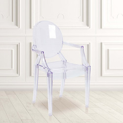 Flash Furniture Ghost Chair with Arms in Transparen,PK4 4-FH-124-APC-CLR-GG