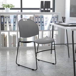 Flash Furniture Gray Stack Chair-Black Frame,PK5 5-RUT-188-GY-GG