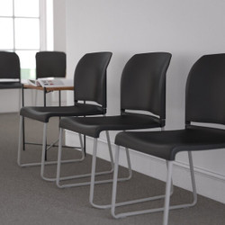 Flash Furniture Black Plastic Sled Stack Chair,PK5 5-RUT-238A-BK-GG