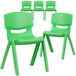 Flash Furniture Green Plastic Stackable School Chai,PK5 5-YU-YCX-004-GREEN-GG
