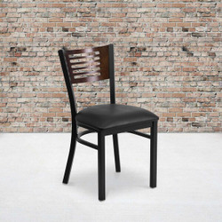 Flash Furniture Bk/Wal Slat Chair-Black Seat,PK2 2-XU-DG-6G5B-WAL-BLKV-GG