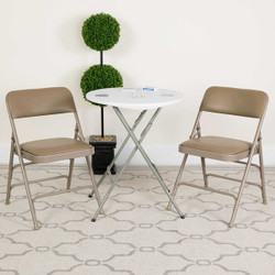 Flash Furniture Beige Vinyl Folding Chair,PK2 2-HA-MC309AV-BGE-GG