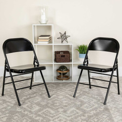 Flash Furniture Black Metal Folding Chair,PK2 2-HF3-MC-309AS-BK-GG