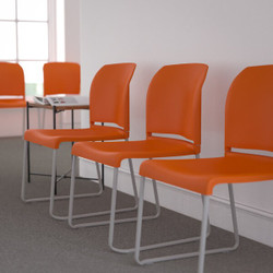 Flash Furniture Org Plastic Sled Stack Chair,PK5 5-RUT-238A-OR-GG