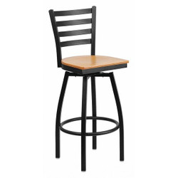Flash Furniture Restaurant Stool,Ladder Back,Nat Seat XU-6F8B-LADSWVL-NATW-GG