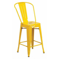Flash Furniture Yell Metal Outdoor Stool,24" CH-31320-24GB-YL-GG