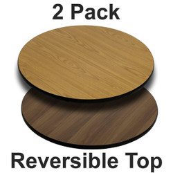 Flash Furniture Round Reversible Top,Natural/Walnut,PK2 2-XU-RD-36-WNT-GG