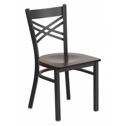 Flash Furniture Restaurant Chair,X Back,Walnut Seat XU-6FOBXBK-WALW-GG