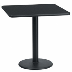 Flash Furniture Blk Laminate Table,Sqr w/Round Base,24" XU-BLKTB-2424-TR18-GG