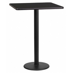 Flash Furniture Blk Laminate Table,Sqr w/Round Base,24" XU-BLKTB-2424-TR18B-GG