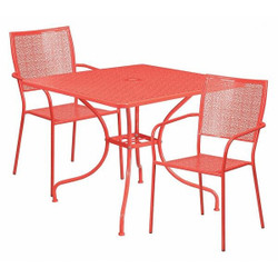 Flash Furniture Red Patio Table Set,35.5SQ CO-35SQ-02CHR2-RED-GG