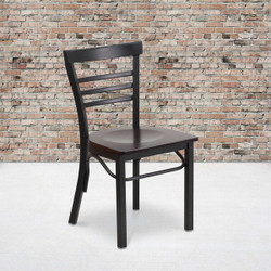 Flash Furniture Black Ladder Chair-Wal Seat,PK2 2-XU-DG6Q6B1LAD-WALW-GG
