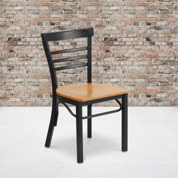 Flash Furniture Black Ladder Chair-Nat Seat,PK2 2-XU-DG6Q6B1LAD-NATW-GG