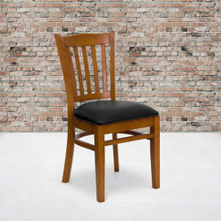 Flash Furniture Cherry Wood Chair-Blk Vinyl,PK2 2-XU-DGW0008VRT-CHY-BLKV-GG