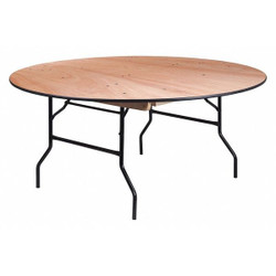 Flash Furniture Fold Table,Wood,Natural,Round,60" YT-WRFT66-TBL-GG