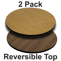Flash Furniture Round Reversible Top,Natural/Walnut,PK2 2-XU-RD-42-WNT-GG