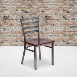 Flash Furniture Clear Ladder Chair-Mah Seat,PK2 2-XU-DG694BLAD-CLR-MAHW-GG