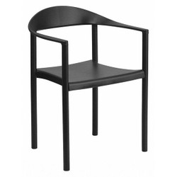 Flash Furniture Cafe Chair,Stackable,Plastic,Black RUT-418-BK-GG